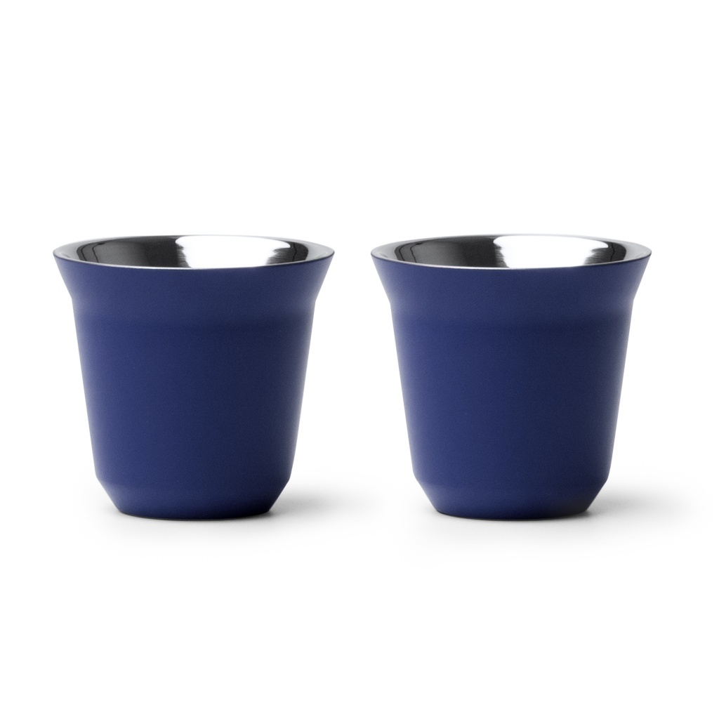 BOLUTO - Zestaw 2 filiżanek do kawy (80ml) wykonanych ze stali nierdzewnej z recyklingu