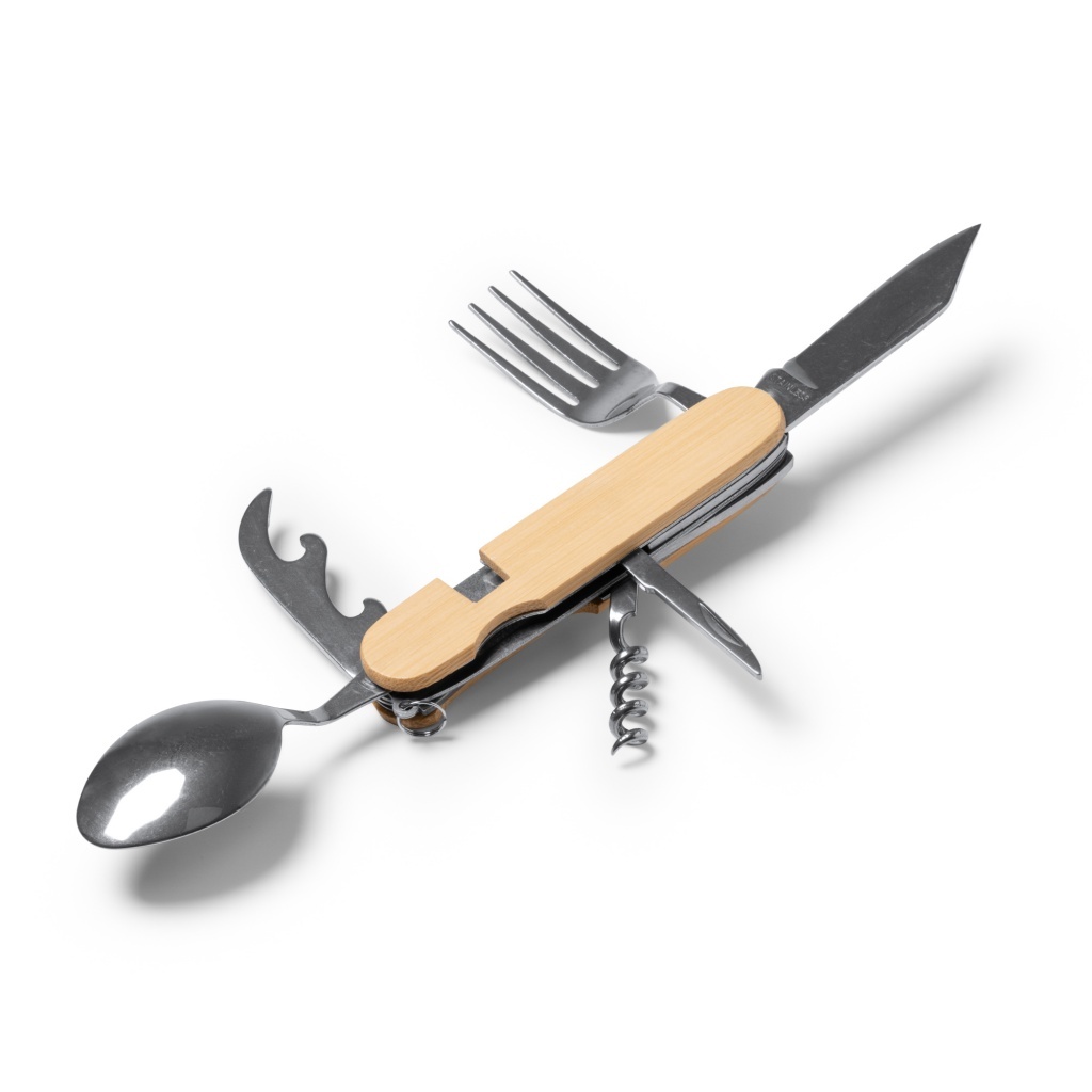 Diyon - Wielofunkcyjny zestaw sztućców z bambusową konstrukcją i akcesoriami ze stali nierdzewnej. • Diyon - Wielofunkcyjny zestaw sztućców z bambusową konstrukcją i akcesoriami ze stali nierdzewnej.