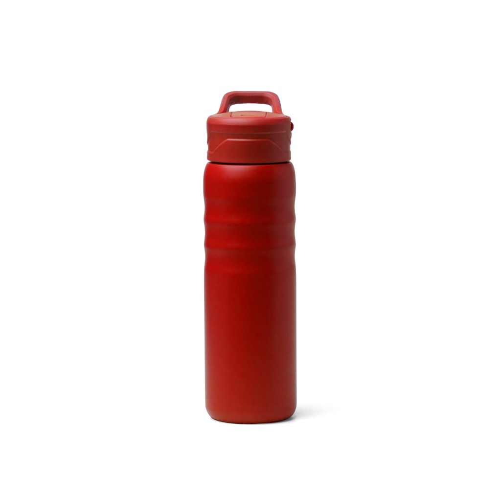 TUXLEY - Butelka z podwójnymi ściankami ze stali nierdzewnej z recyklingu, słomka i uchwyt, 710ml