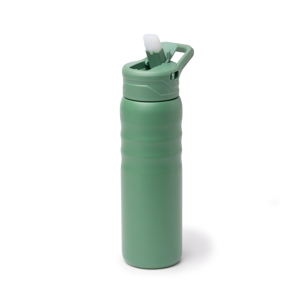 TUXLEY - Butelka z podwójnymi ściankami ze stali nierdzewnej z recyklingu, słomka i uchwyt, 710ml