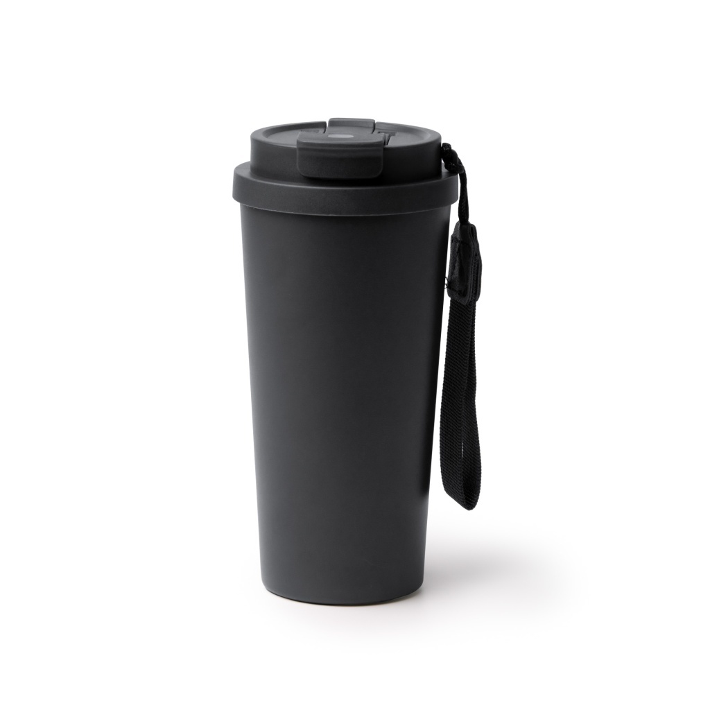 FOLNER - Kubek termiczny ze stali nierdzewnej z recyklingu, ze słomką i paskiem do przenoszenia, 500ml