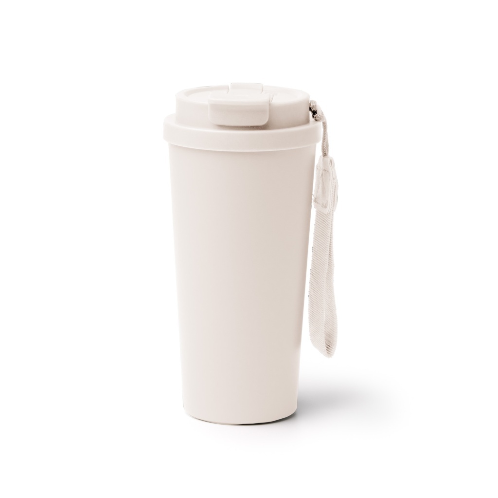 FOLNER - Kubek termiczny ze stali nierdzewnej z recyklingu, ze słomką i paskiem do przenoszenia, 500ml