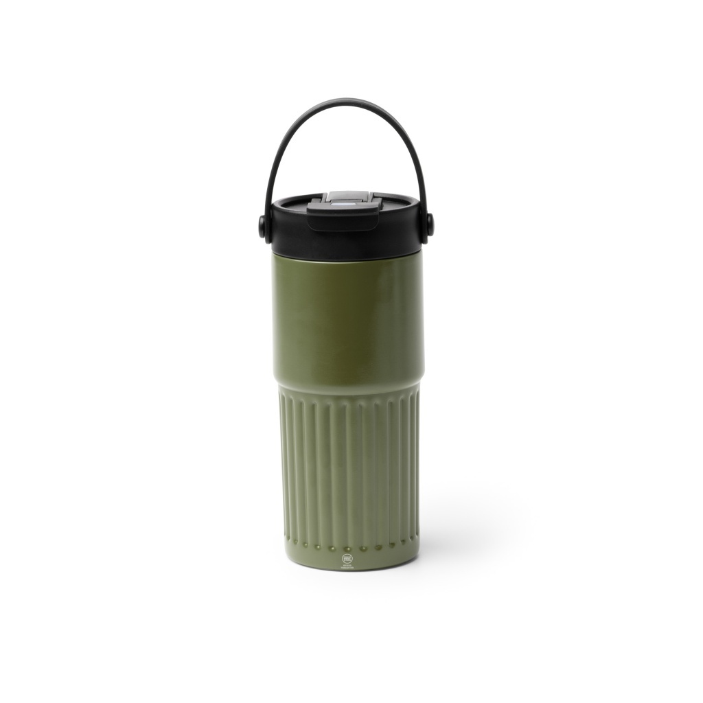 TUMBAT - Kubek termiczny z podwójnymi ściankami ze stali nierdzewnej z recyklingu, słomką i uchwytem, 600ml