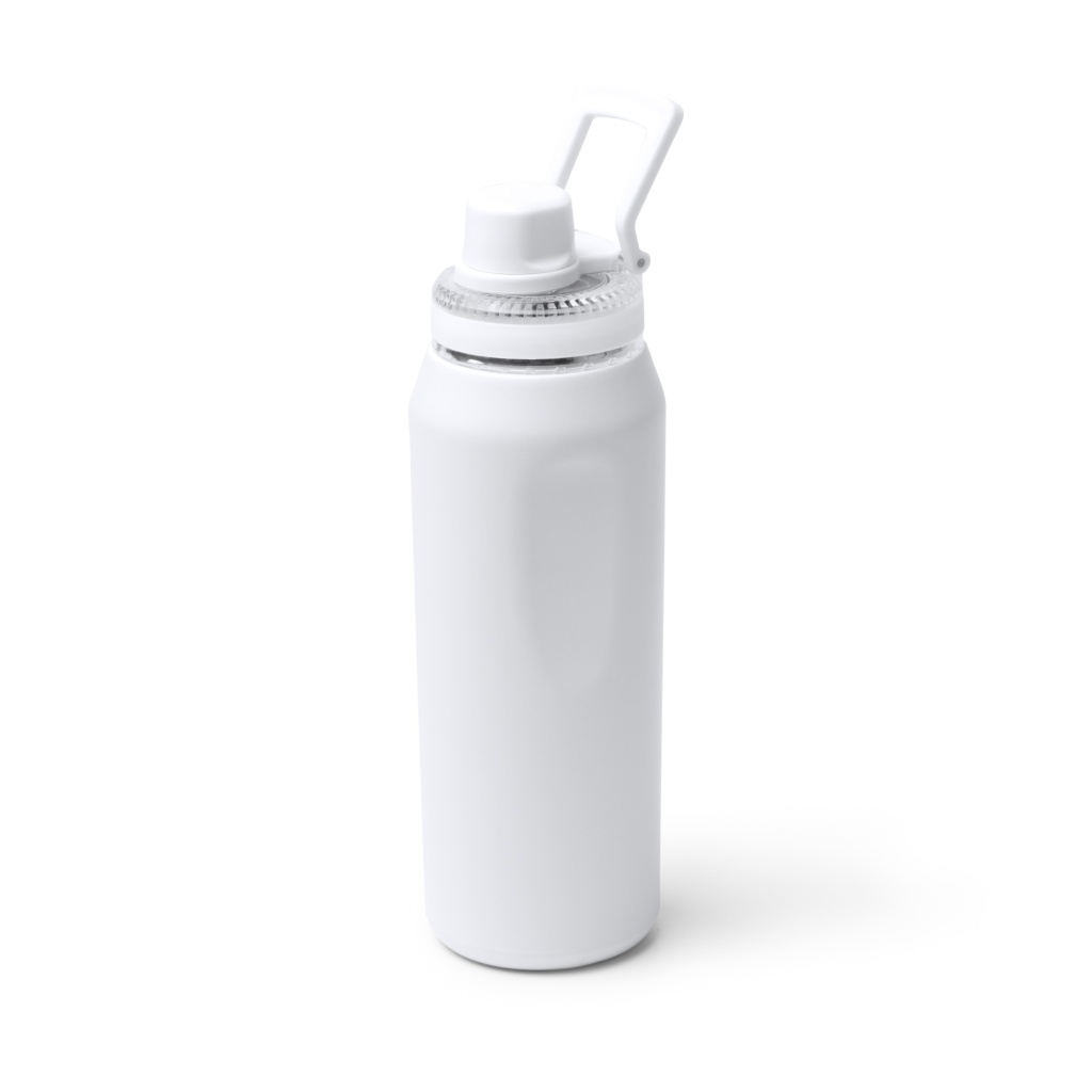 GERALD - Butelka z podwójnymi ściankami ze stali nierdzewnej z recyklingu, zakrętka z uchwytem, 600ml