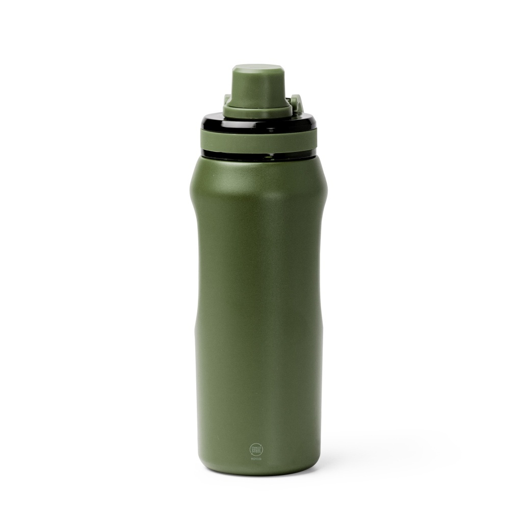 GERALD - Butelka z podwójnymi ściankami ze stali nierdzewnej z recyklingu, zakrętka z uchwytem, 600ml