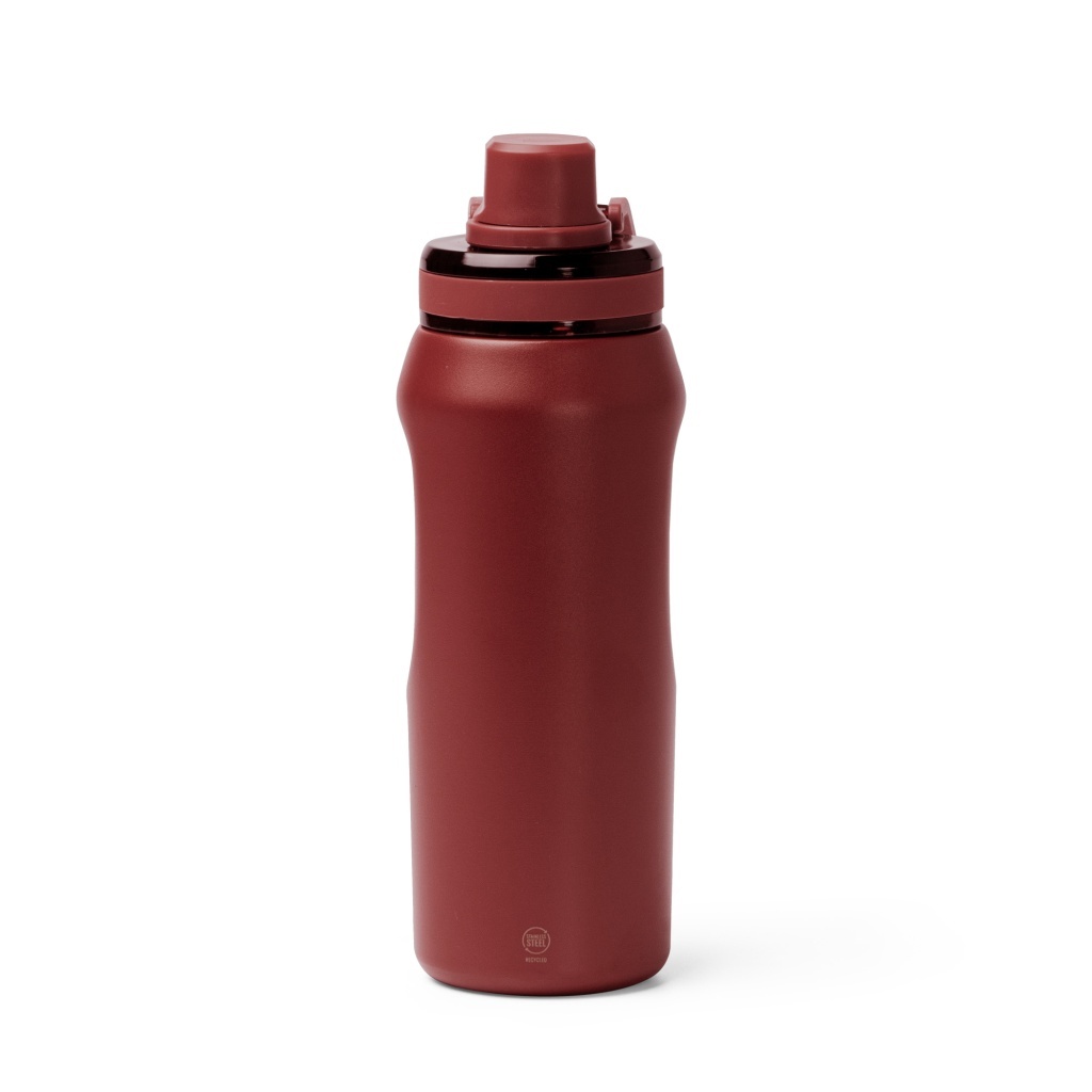 GERALD - Butelka z podwójnymi ściankami ze stali nierdzewnej z recyklingu, zakrętka z uchwytem, 600ml