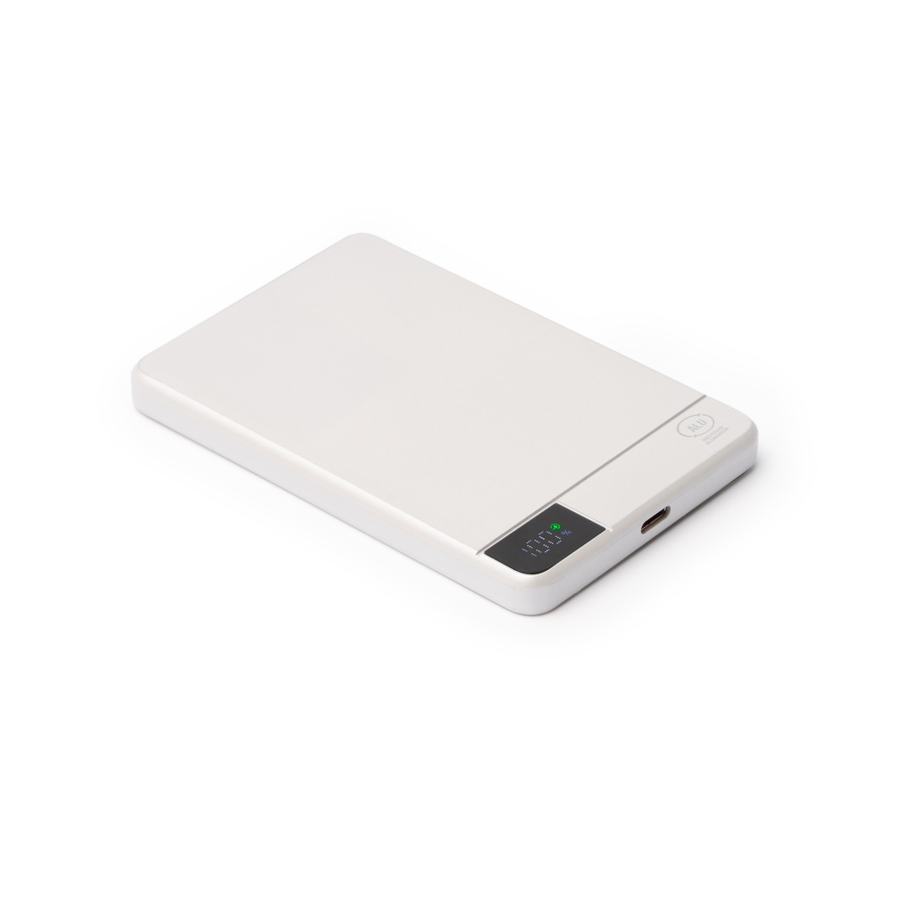 PROMAX - Powerbank (5000mAh) z ładowaniem bezprzewodowym i pierścieniem magnetycznym, korpus z aluminium z recyklingu