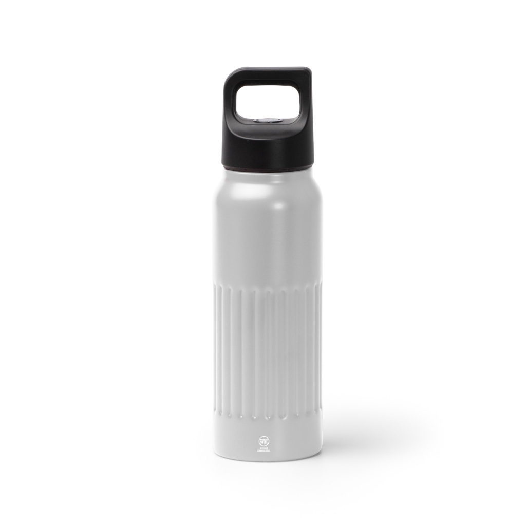 MORONI - Butelka z podwójnymi ściankami ze stali nierdzewnej z recyklingu z uchwytem i otwarciem na przycisk, 500ml