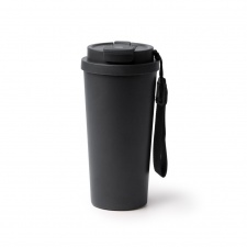 FOLNER - Kubek termiczny ze stali nierdzewnej z recyklingu, ze słomką i paskiem do przenoszenia, 500ml